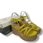 NEW Sun + Stone Yellow Strappy Platform Espadrilles Size 5.5 Sandals Boho Wedges
