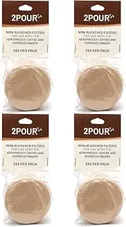 1400x (4 Packs) Paper filters compatible with The Aeropress® Coffee Maker / Aeropress® Go - Vegan Non Bleached Natural - 2POUR®. Perfect Stocking Filler For Xmas Christmas.
