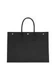 SAINT LAURENT Rive Gauche $2400 Black Smooth Leather Large Tote Bag New