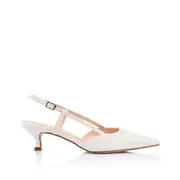 Lucas Slingback Kitten Heels - Chalk White