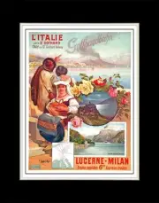 1898 Italy via St. Gothard, Lucerne, Milan - Matted for 11x14 Frame