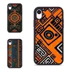Orange Ankara African Pattern For iPhone XS 11 12 13 14 15 16 Pro Max Frame Case