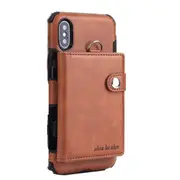 For Iphone Xs Shockproof Pc + Tpu Protective Case With Card Slots and Wallet and Photo Frame and Lanyard(Brown)