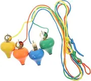 Abaodam 6pcs Retro Wooden Spinning Tops Handheld Educational Gyroscope Toy for Preschoolers Interactive Pull-Along Fun Movement Toy Craftsmanship for Group Play