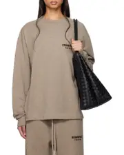 Fear Of God Essentials Logo Detailed Crewneck Sweatshirt S,XL,XS,L,XXL,M Nude