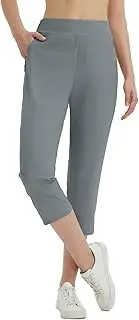 [baleaf] 20'' Golf Capri Womens Pants High Waist Stretchy Lightweight Casual Capris Zipper Pockets Quick Dry UPF 50+
