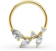 [Lavari Jewelers] 20 Gauge Multi Purpose Clicker Hoop for Women and Men - 10k Yellow Gold Cubic Zirconia Hoop Nose Ring - Unisex Hypoallergenic Piercing Jewelry - 20G Body Piercing
