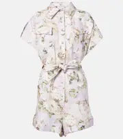 [Zimmermann] Zimmermann Acacia floral linen playsuit AU 8 purple