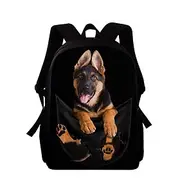3D Dog Backpack with German Shepherd Print – Fun Animal School Bag for Boys, Girls, and Pet Lovers, Large Capacity Lightweight Bookbag for Back to School