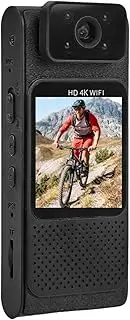 Body Camera with Audio and Video, 4K HD WiFi Body Cam with 180° Rotating Lens, Supports up to 256GB， Motion Detection, Night Vision Lights, Magnetic Body Worn Camcorder for Car Recording
