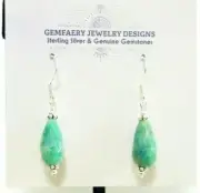 Sterling Silver Faceted RUSSIAN AMAZONITE Teardrop Drop Earrings...Handmade USA