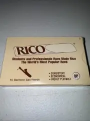 New Old Stock! Rico Baritone Saxophone Reeds, Box of 10 Strength 2. Sax Reed