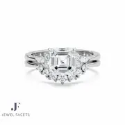 IGI Certified 2.93 Carat 14k Gold Emerald Cut Lab Grown Diamond Bridal Ring Set