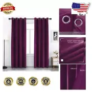 Soft Light-Filtering Purple Curtains 52" W x 96" L with Elegant Grommet Design