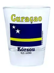 CURACAO (NETHERLANDS ANTILLES) FLAG SHOT GLASS SHOTGLASS
