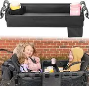 Upgraded Stroller Snack Tray for Wonderfold Wagon W4 Series - Kids Toy Placement - Faux Leather Sides - Easy to Clean - Deeper Cup Holder - Reinforced Sides