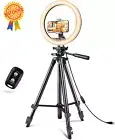 12" Ring Light with 50" Tripod - LED Circle Light with Phone Holder Live Stream