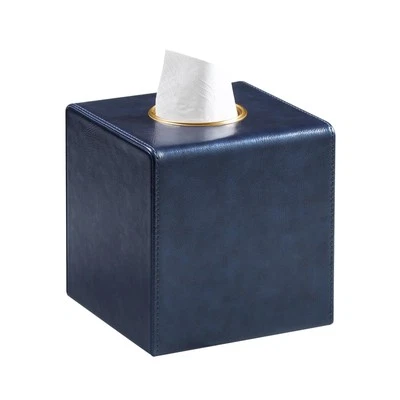 Square Tissue Box Cover, Luxury PU Leather Tissue Holder with Magnetic Closur...
