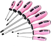FASTPRO 8-Piece Pink Magnetic Screwdrivers Set with 4 Phillips and 4 Slotted Tips, Precision Screwdriver Repair Tool Kit for Wowen