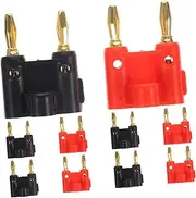 LALAFINA 10Pcs Plated Double Banana Audio Connectors for Speaker Wire High Stability Screw Type Durable Audio Transmission for Home Theater and Amplifiers