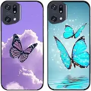 2 Pcs/Lot Flying Butterfly Printed TPU Soft Gel Silicone Back Phone Case Cover (Case for Oppo Find X5 Pro)