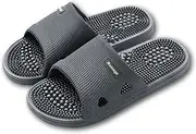 Massage Slippers Acupressure Foot Open Toe Reflexology Sandals Relief Neuropathy Arthritis Plantar Foot Pain Plantar Fasciitis Slippers Women Men Indoor Non-Slip(Size:8-8.5,Color:Gray)