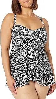 [Profile by Gottex] Women's Standard Black Swan Full Figure Swimdress