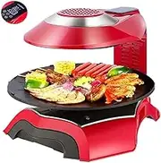 220v Electric Grill Home Infrared Barbecue Smokeless Electric Baking Pan, LED Temperature Time Display, Bidirectional Heating,Red