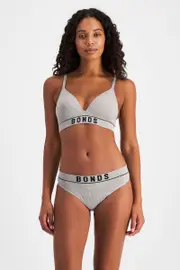 [Bonds] Bonds Women's Bloody Comfy™ Period Retro Rib Hi Bikini Moderate in Heritage Grey Marle Size: 18, Moisture-Wicking 18 Heritage Grey Marle