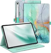 Fintie Case for Samsung Galaxy Tab S9 FE 10.9 Inch/Tab S9 11 Inch 2023 Tablet, Multi-Angle Folio Protective Case with Document Compartment and Auto Sleep/Wake Function, Emerald Marble