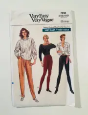 Vintage Vogue Sewing Pattern 7630 Misses’ Pants Uncut, Sizes 12,14,16 Retro 1989