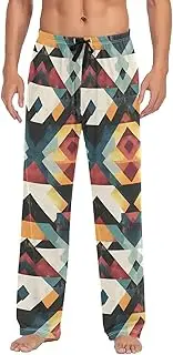 [AIXIWAWA] Mens Pajama Pants-Aztec Pattern, Soft Sleep Lounge Pajamas Bottoms with Pockets Drawstring S