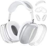 LTZEMOO Silicone Case Cover for AirPods Max Headphones, 3in1 Clear Soft TPU Ear Cups Cover/Ear Pad Case/Headband Cover, Transparent Protector Kit