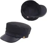 [Minkissy] Classic Flat-top Beret Hat Stylish Accessory for Men Women Casual Youth Cap Black