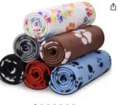 Comsmart Warm Paw Print Blanket/Bed Cover for Dogs and Cats, 6 Pack of 24x28