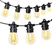 Roshin 30M Festoon Lights Outdoor 30 Bulbs+2 Spares - IP65 Outdoor String Lights LED Waterproof and Shatterproof Fairy Lights for Christmas Garden, Party, Camping (S14)
