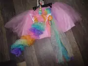 LIGHTED Unicorn Outfit Princess Costume Rainbow Tutu & head piece 3 & up