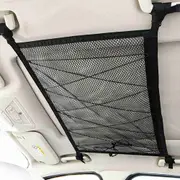 Double-Layer Car Roof Ceiling Net Storage Bag with Adjustable Strap Zipper