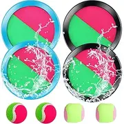 Velcro Ball Game for Children, Velcro Ball Game with 4 Catch Discs & 4 Velcro Balls, Velcro Ball Game for Outdoor Ball Games for Children, Velcro Game Throw Game Children from 3-6