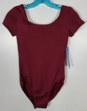 Danskin Dance Women's Size Small (4-6) Burgundy Short Sleeve Leotard Dancewear