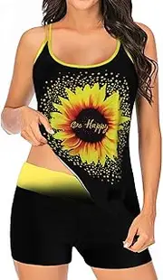 [Generic] Romper Swimsuit Cover Two Back Women Panty Size Bathing Piece Print Swimdress Strappy Plus Set Swimwears Tankinis Set Swimming Shorts Women