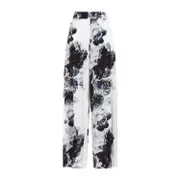 [Alexander Mcqueen] Alexander Mcqueen-Ink Silk Pants-Donna 38 IT