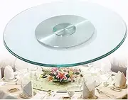 DEFGHIJ Large Lazy Susan Turntable Tempered Glass Transparent Serving Plate Heavy Duty Turntable Round Dining Table Swivel Large Tabletop for Birthday Parties Family Dinners Banquets(? 85cm/34in)