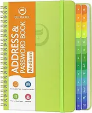 Address Book with Alphabetical Tabs-Address and Password Book for Seniors - Hardcover Spiral Bound Phone Book- Record Contacts,Website Login Passwords, Special Days -5.7" x 7.7", Grass Green