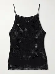 [BODE] BODE - Mansfield Crocheted Cotton And Linen-blend Tank - Black - small small Black
