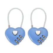 2 Pack Heart Padlock Heart Shape Love Lock Combination Lock Locker Locks Blue