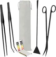 NEPTONION 6 in 1 Aquascaping Tool Kit with Acrylic Storage Rack, Black Steel Aquatic Landscaping Equipment Perfect to Create A Stunning Underwater Scape for Fish Tank