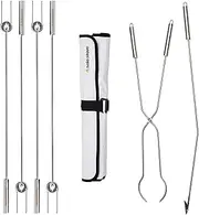 Solo Stove Roasting Sticks and Fire Pit Tools | Incl. 4X Sticks (91,5 cm) with Protective Casing, Wood Grabber (81,5 cm), Wood Poker (92,5 cm), Stainless Steel, Fire Pit Accessories