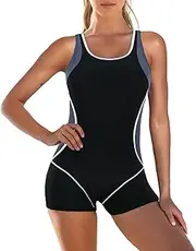 [ZANDO] One Piece Swimsuit Women Boyleg Swimsuits for Women One Piece Tummy Control Bathing Suit Sporty Boyshorts Swimwear