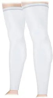 [DUnLap] Leggings Set Anti UV Unisex Compression Leg Sleeve Breathable Cycling Legwarmers Sport Leggings Running Camping Basketball Leg Warmer Support Legging Set (Color : White, Size : L)